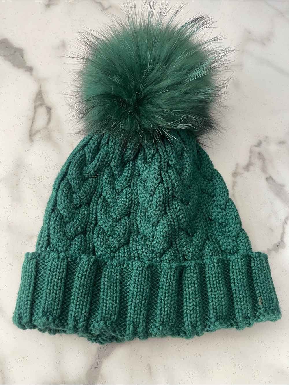 lululemon athletica Teal Cable Knit Pom Beanie